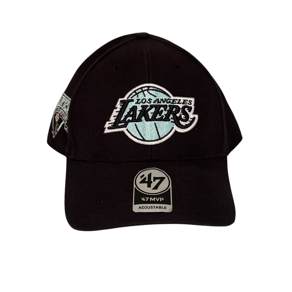 Los Angeles Lakers Hat Black with Light Blue Logo. LA Lakers